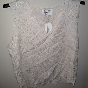 Hy & Dot Laser Cut Creme Brule Top Size Medium